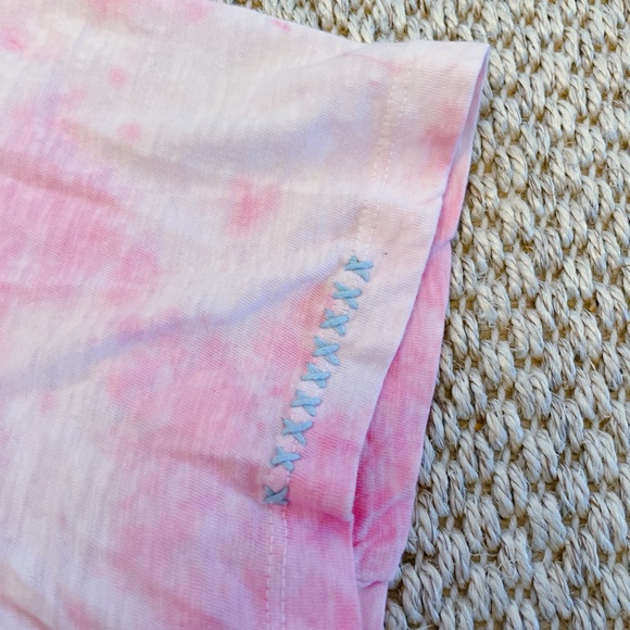 LoveShackFancy Pink and White Tie-Dye medium Tee with embroidery details - Picture 3 of 8